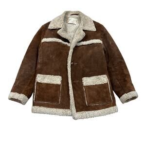 Vintage Schott Bros NYC Rancher Western Shearling Suede Coat 40